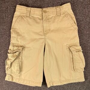 Urban Pipeline Cargo Shorts Boys 14 Beige Tan Adjustable Waist Cotton Fit28x10.5